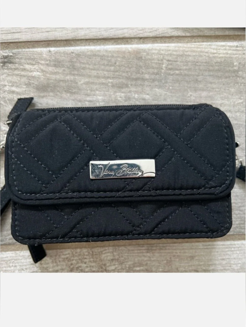 Vera Bradley Black Quilted Mini Crossbody Wallet